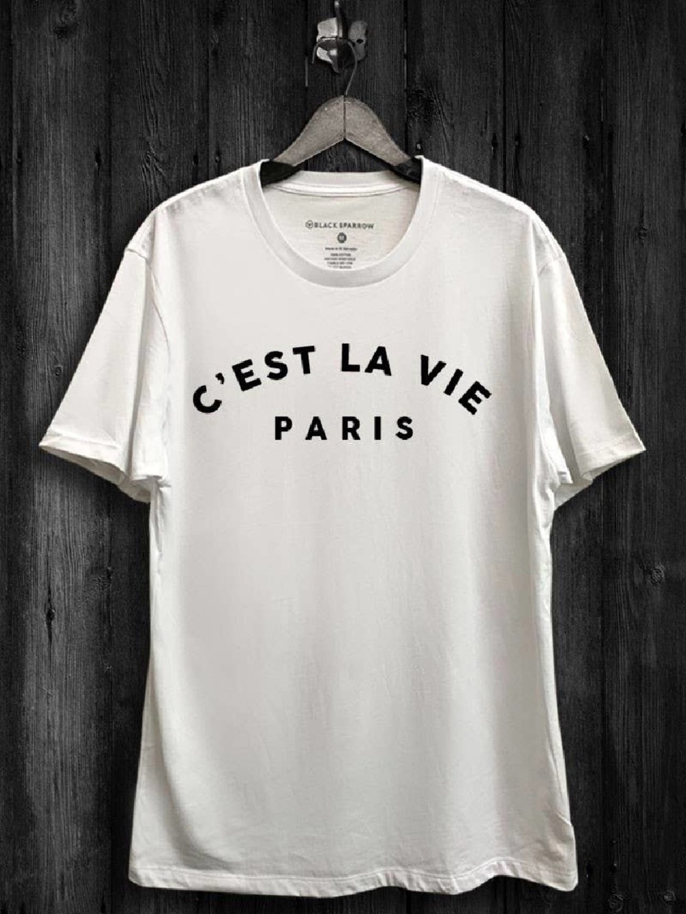 sparrow White Graphic 'C'est La Vie Paris' Short Sleeve Tee